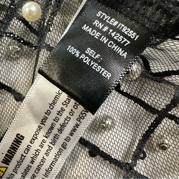 Iris NWT Black Sheer Blouse with Pearl Details - Picture 8 of 13